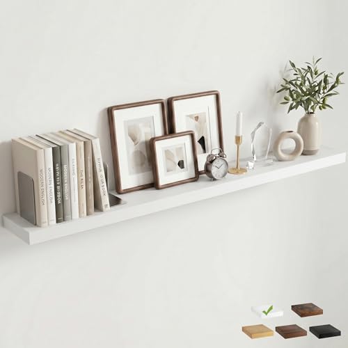 55 Inch Floating Shelves for Wall, 6.5"D Wood Storage Shelves, White Finish