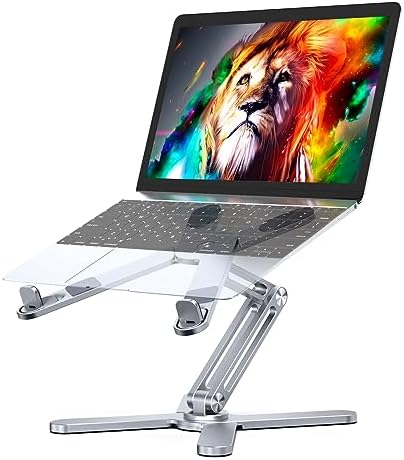 LIENS Adjustable Laptop Stand with 360 Rotating Base, Aluminum Laptop Riser for Desk Foldable, Ergonomic Notebook Stand 