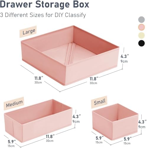 DIMJ Drawer Organizer Clothes 15 Pack - Foldable Dresser Organizer for Nursery, Bedroom, Closet - Pink Dividers for Baby Clothes, Underwear, Clothing, Sock, Belt, Tie
