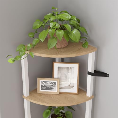 VIMBER Corner Shelf, 5-Tier Corner Bookshelf, Industrial Corner Ladder Shelf, Rustic Display Shelf for Living Room, Bedr