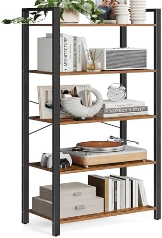 VASAGLE 5-Tier Bookshelf, Bookcase with Shelves, Storage Shelf, Living Room