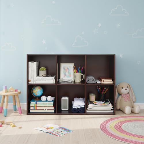 Solid Wood Cube Bookcase, Floor-Standing Storage Bookshelf(6-Cube)