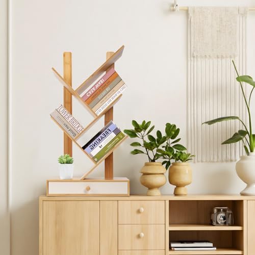 4 Tier Tree Bookshelf, Stylish Storage Solution for Small Space