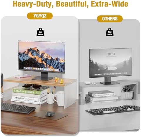 YGYQZ Adjustable Monitor Stand Riser, 9.4" ×19.3" Dual Monitor Desk Stand
