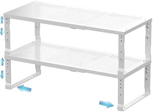 Expandable Spice Rack & Kitchen Cabinet Organizer - Stackable, Adjustable Shelves for Cabinets, Countertops, Cupboards &