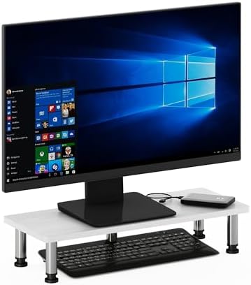 Furinno TURN-N-TUBE Toolless 23.6" Wide Monitor Stand Riser, White Oak