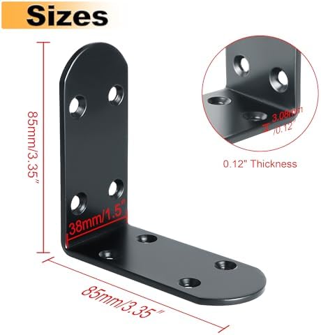 Alise Black 4 Pcs L Brackets, Small Corner Brackets for Wood Furniture