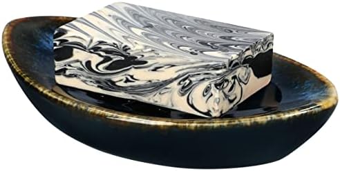 Ceramic Soap Dish with Self Draining Tray for Bar Soap, Bathroom, Kitchen (Green No.5)