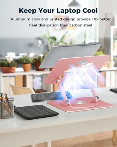 Aoviho 360° Rotating Laptop Stand for Desk | Adjustable, Foldable, Portable Aluminum Ergonomic Riser | Compatible with M