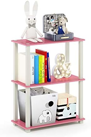 Furinno TURN-S-TUBE Storage Shelves, 3-Tier Book Shelf, Corner Shelf, Toolless Open Shelves, for Organization and Storag