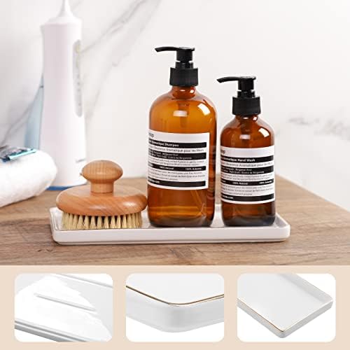 Gurygo 8" Bathroom Tray, Ceramic Vanity Trays for Bathroom, Small Ceramic Trays, Kitchen Soap Tray for Kitchen Counter (