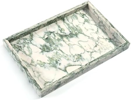 Yew & Tulip Natural Marble Vanity Tray, Nature Marble with Green Textures Serving Tray for Bathroom, Kitchen, Vanity, Ho