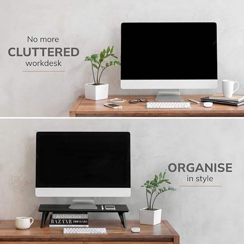 Anji Mountain Monitor Stand for Desk - Desktop Organizer & Laptop Riser, Ergonomic Monitor Riser, Space-Saving, Durable,