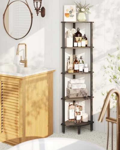 IBUYKE 5 Tier Corner Shelf Stand,Industrial Corner Display Rack WBC010B