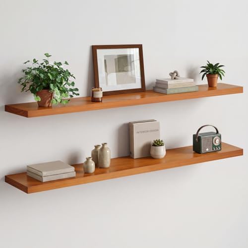 Homeforia 60 Inch Floating Shelves, High-End Solid Pine Wood, Set of 2
