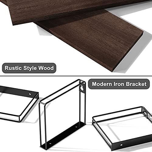 SRIWATANA Floating Shelves for Wall Set of 3, 17" Wall Shelves, Dark Walnu