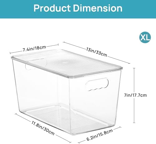 Vtopmart 10 Pack Clear Stackable Storage Bins with Lids and Handles, XLarge