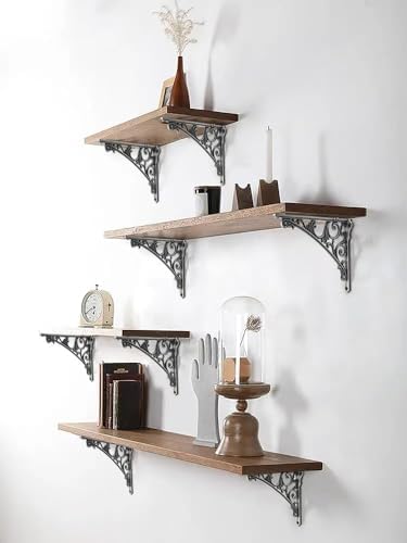 Decorative Shelf Bracket 8 inch, Rustic Antique Silver Brackets for Shelving, Heavy Duty Vintage, DIY Projects, Hardware