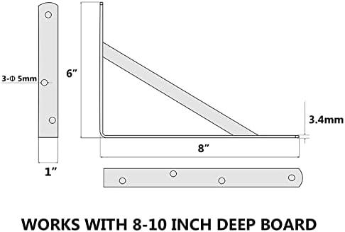 NEODROP 6-Pack 8 Inch Heavy Duty Shelf Brackets, Large Wall Bracket for Floating Shelves, 90 Degree Triangle Large L Bra
