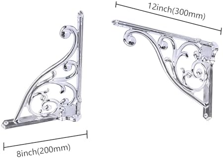 Heavy Duty Solid Stand,12 Inch 2 Pack Polished Chrome,Right Angle Wall Panel Support Bracket,Decorative Shelf Bracket,He