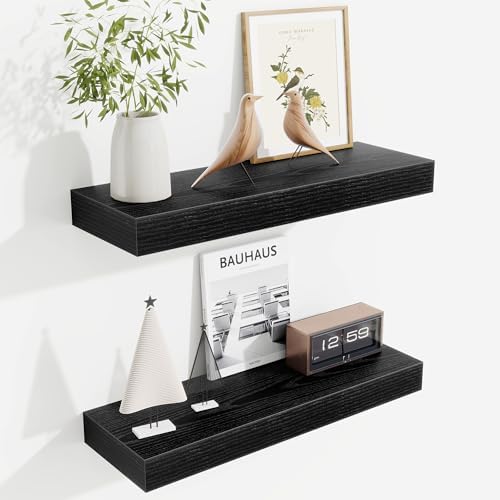 Fun Memories Floating Shelves Bathroom for Wall Mounted Shelves, 20 Inch Wood Shelf Set of 2, Home Storage & Display Dec