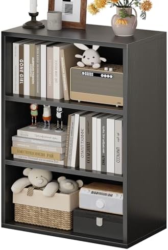 ALISENED 3-Tier Bookshelf, 23.6 × 9.4 × 35.2in, Small Bookshelf