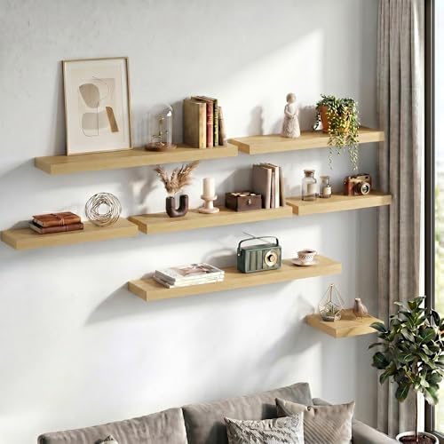 Fun Memories Floating Shelves for Wall 24 Inch, Set of 2 – Wall-Mounted Storage & Display Shelf with Invisible Bracket, 