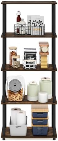 Furinno Turn-N-Tube Storage Shelves, 5-Tier Book Shelf, Corner Shelf, Toolless Open Shelves, for Organization and Storag