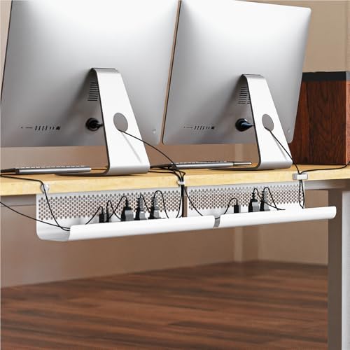 KHAMAL Cable Management Under Desk 26PCS - Cable Management Tray Kit Ventilated Hexagonal Design with Cable Clips, Wire 