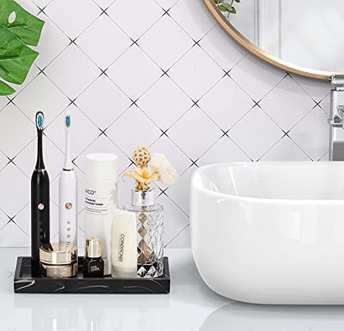 Luxspire Resin Bathroom Vanity Tray Countertop Organizer, Mini, Ink Black
