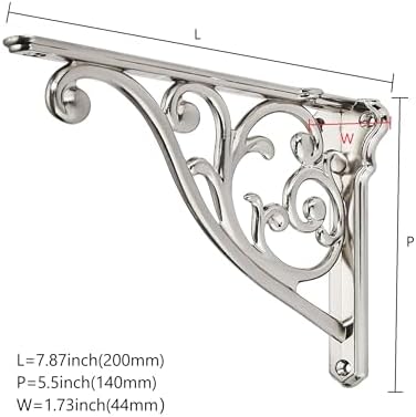 Ornate Decorative Shelf Brackets 8 inch Small Wall Mounted Shelving Bracket 4 Pack Brushed Nickel Vintage Shelf Bracket 
