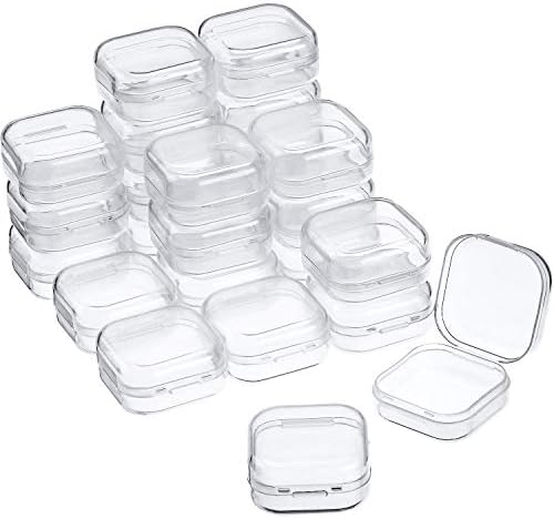 SATINIOR 24 Pcs Small Clear Plastic Container Box, 1.4 x 1.4 x 0.7 in