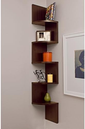 Danya B Decorative Floating Shelf Units, Rustic Shelf Organizer for Home Furnishings, 5 Tier Corner Shelf, Great for Liv