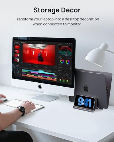 SODI Vertical Laptop Stand for Desk, Aluminum Laptop Holder Compatible with MacBook Pro, MacBook Air Stand Up to 17 inch