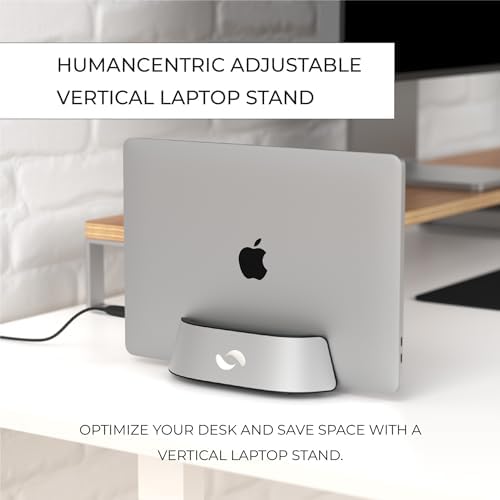 HumanCentric Vertical Laptop Stand in Silver Aluminum, Adjustable