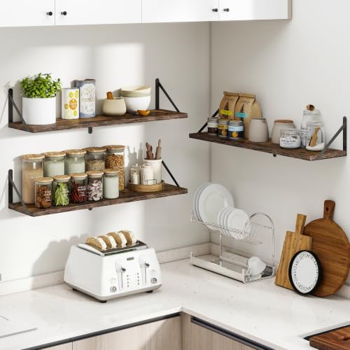 Heimlove Floating Book Shelves for Wall,31.5Inches Long Wall Mounted Bookshelves,Heavy Duty Bracket Shelves for Living R