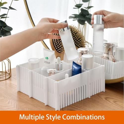 20Pcs Drawer Dividers, 14.96"x2.76", Thin, DIY Plastic Drawer Separator, Large Adjustable Dresser Drawer Organizer for C