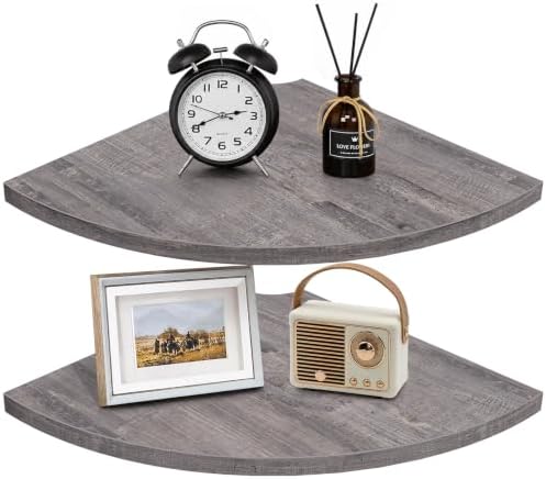 Homode Corner Shelf Wall Mount, Round Corner Floating Shelves Set of 2