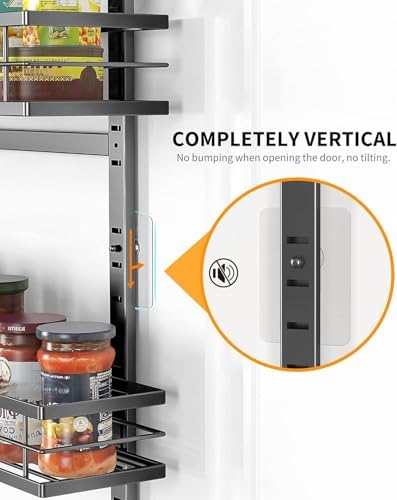 Moforoco 6-Tier Over The Door Pantry Organizer, Pantry Organization and Storage, Black Hanging Basket Cabinet Door Wall 