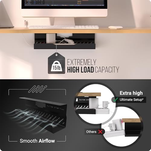 Under Desk Cable Management Tray no Drill – Wire Management - Cord Organizer – Huge Load Capacity – Under Desk Cable Tra