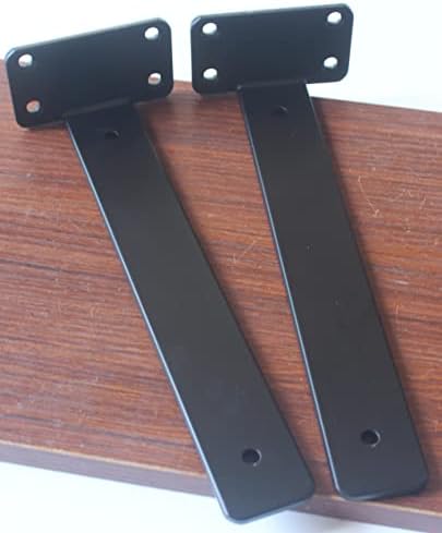 6 Pack - 11 inch Black Hidden L Shelf Bracket (1/5 Inch Thicked) Iron Floating Shelf Brackets Rustic Industrial Metal Br