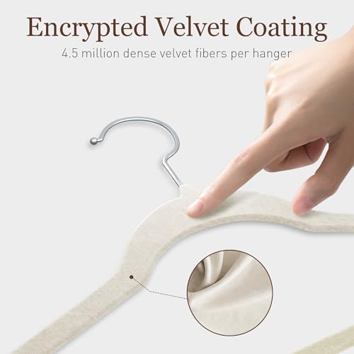 Velvet Hangers 200 Pack, 17.5" Non-Slip Clothes Hangers, Ivory