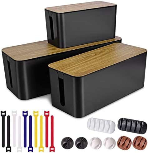 Tuwechen 3 Pack Cable Management Box, Cable Organizer Box to Hide Wires