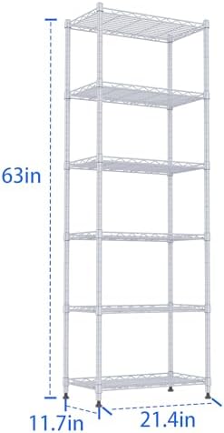 REGILLER 6 Wire Shelving Steel Storage Rack Adjustable Unit Shelves for Laundry Bathroom Kitchen Pantry Closet(Silver,11