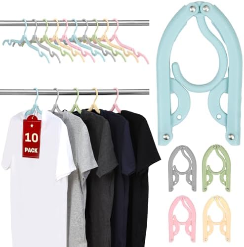 10 Pcs Travel Hangers, Cruise Ship Essentials Foldable Hangers Plastic Travel Essentials, Portable Cruises Must Haves 2026 for Suitcase, RV Camping Airplane Europe Vacation Essential, Morandi