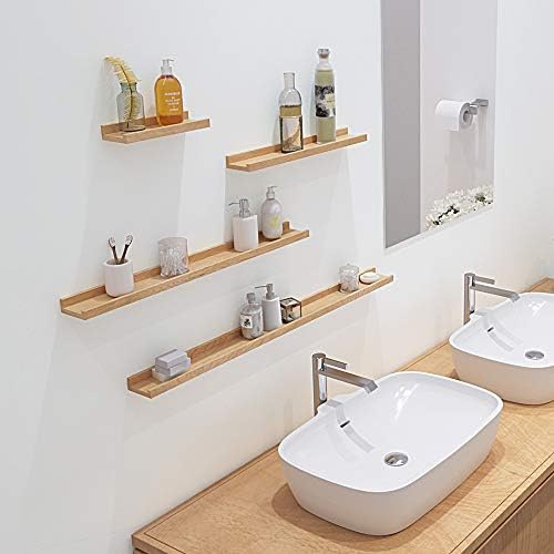 HOMWOO Floating Shelves Walnut Natural Wood Wall Shelves Picture Ledge for Home, Living Room, Bedroom, Bathroom, Office,