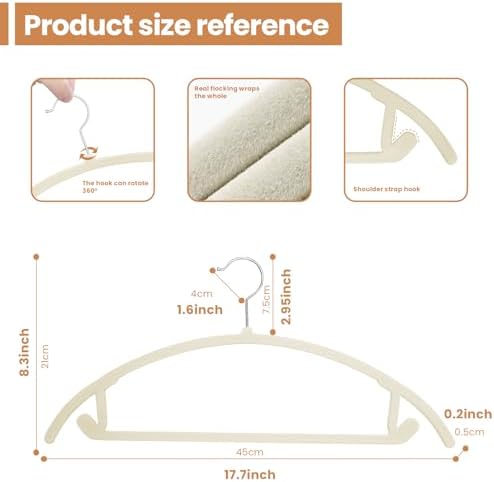 Jiang&Rong 60 Pack Beige Velvet Hangers