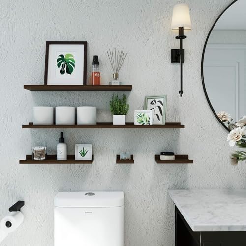 Walnut Floating Shelves for Wall Decor, 36 in Shelf with Lip, 2 Set