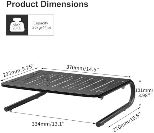 suptek Monitor Stand Riser for Computer,Laptop,Printer, Notebook and All Flat Screen Display with Vented Metal Platform 