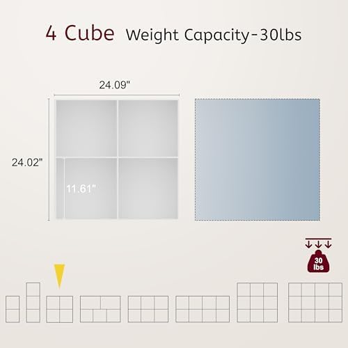Book Shelf, Wooden Cube Storage Organizer with 11" Open Cubes, Stackable Modular Bookcase for Room Divider Storage, 2 Ti